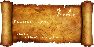 Kubina Lajos névjegykártya
